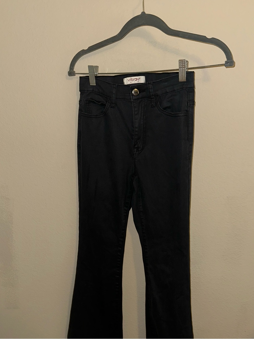 Vibrant Black Flare-Waist Wide Leg Jeans